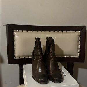 Frye Dark Brown Leather Ankle Boots